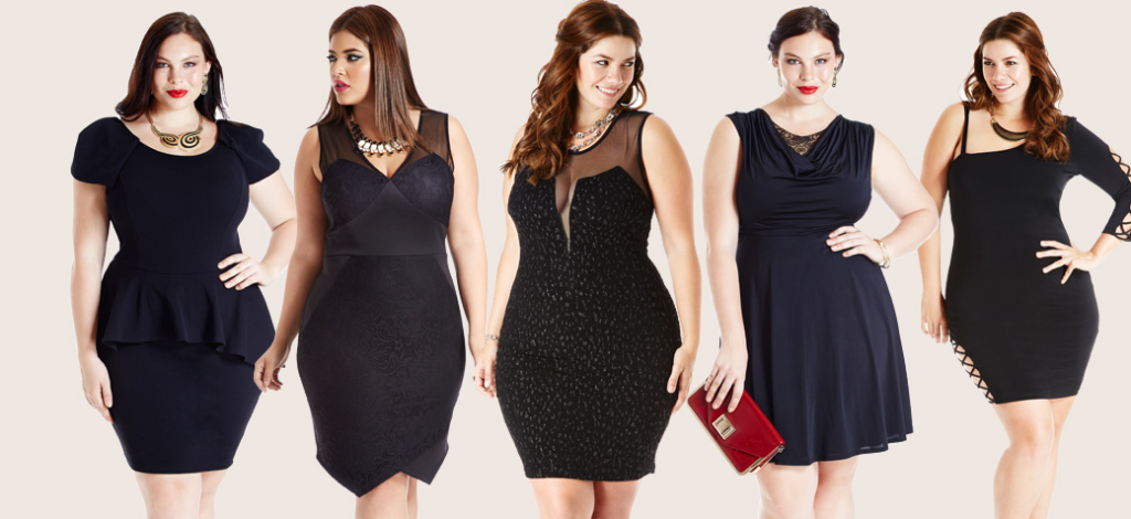 Cinq femmes grandes tailles en robe noire